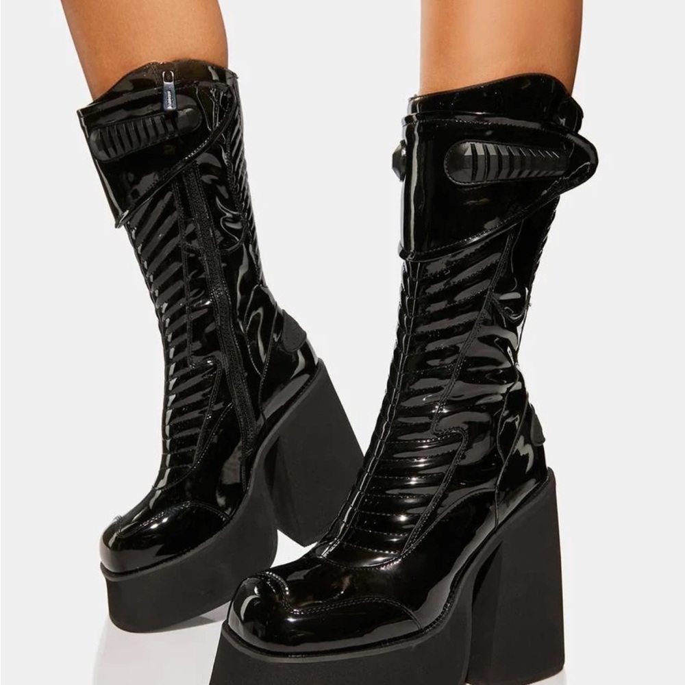 NAMILIA Rare Patent Moto Boots